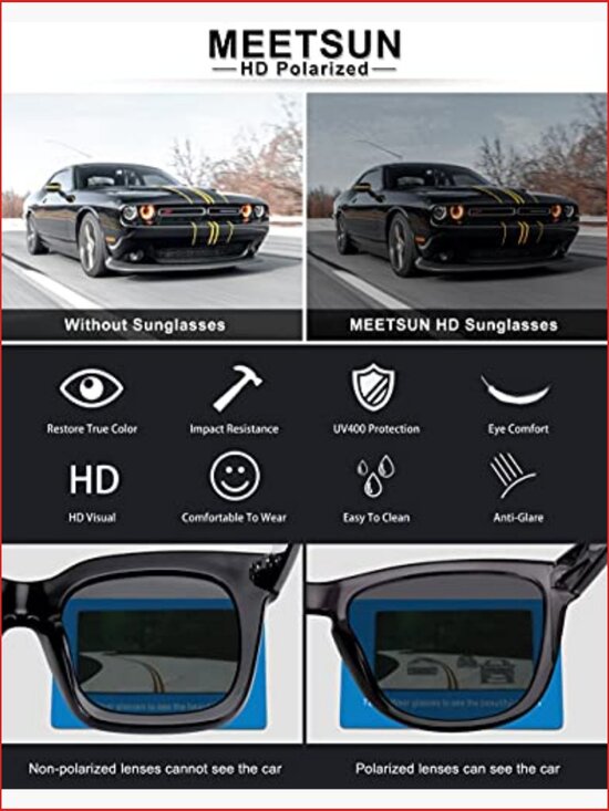Square Polarized Sunglasses with UV Protection Retro Trendy main image 5